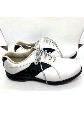 FootJoy GreenJoys Womens White  Black Golf Shoes Cleats Size 9.5